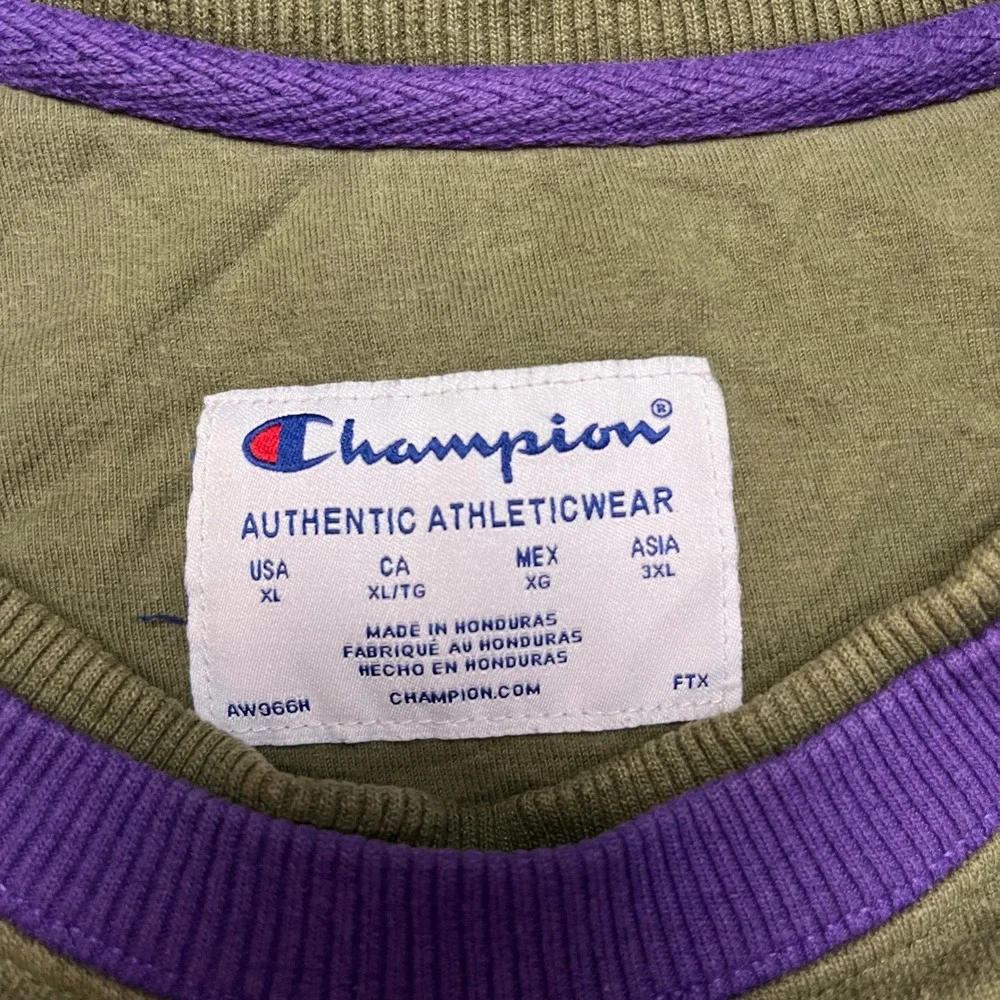 Champion Sweatshirt Mens‎ XL Green Purple AW966H Colorblock Crewneck Pullover